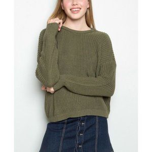 Brandy Melville Olive Green Cable Knit Sweater